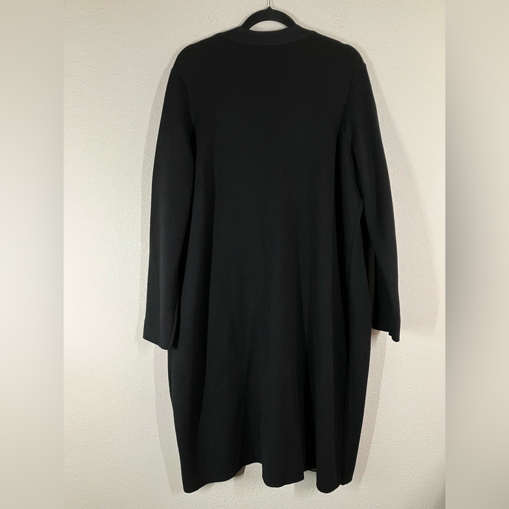 J JILL Longline Cotton Cardigan Duster Sweater 1X Pockets Minimalist Work Black - Picture 10 of 11